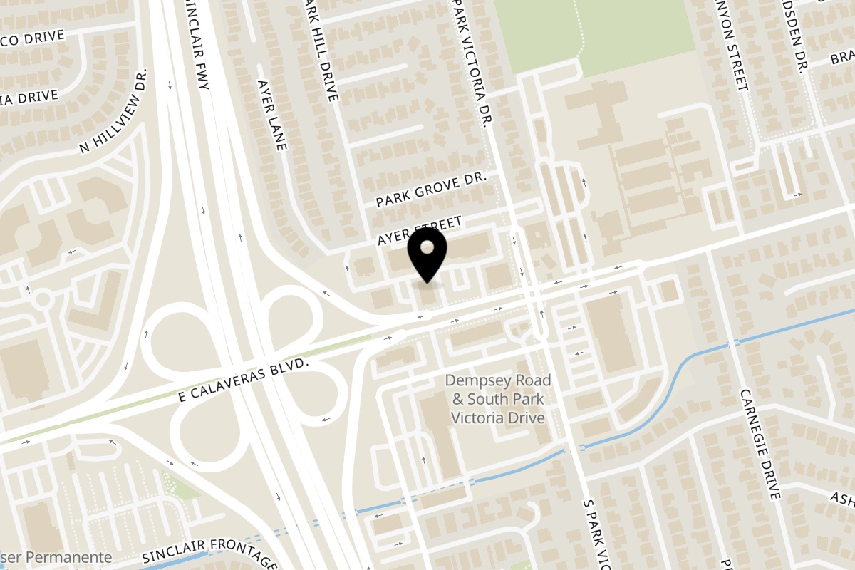 Map showing the location of BBH Noodle on 1203 E Calaveras Blvd in Milpitas